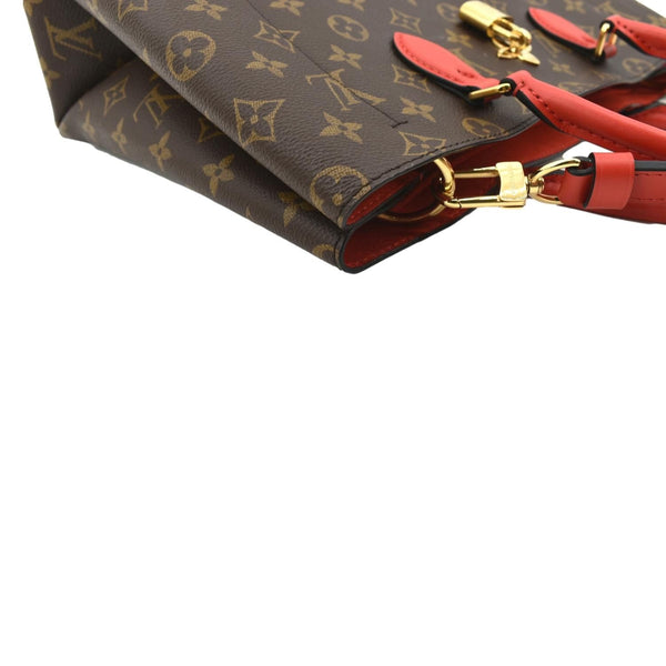 LOUIS VUITTON Flower Monogram Canvas Tote Shoulder Bag Cerise
