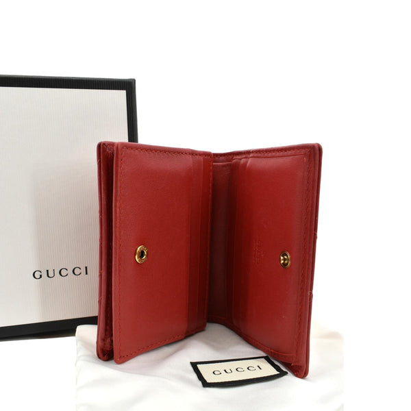 GUCCI Marmont GG Matelasse Leather Card Case Wallet Red 466492