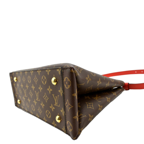 LOUIS VUITTON Flower Monogram Canvas Tote Shoulder Bag Cerise