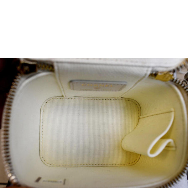 CHANEL Vanity Case Quilted Leather Crossbody Bag White