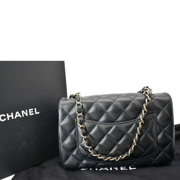 CHANEL Mini Rectangular Flap Quilted Lambskin Leather Shoulder Bag Black
