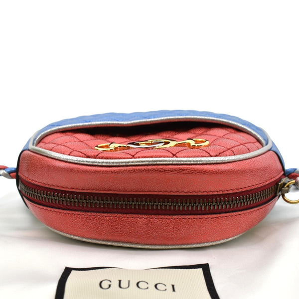 GUCCI Trapuntata Mini Zumi Dome Laminated Nappa Leather Crossbody Bag Red/Blue 534951