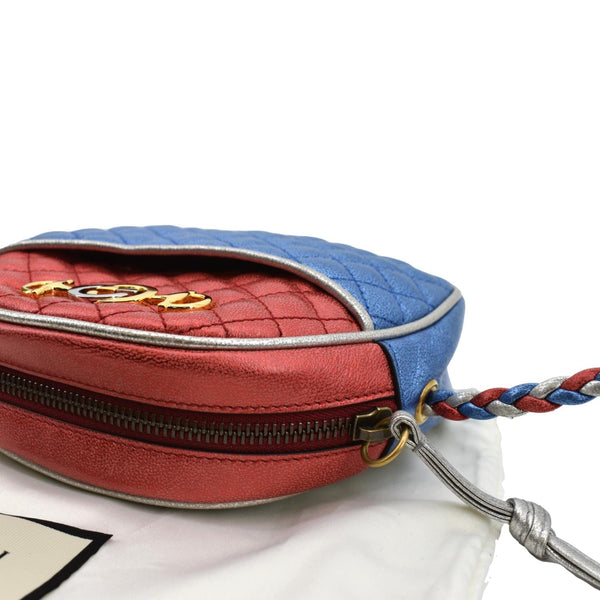 GUCCI Trapuntata Mini Zumi Dome Laminated Nappa Leather Crossbody Bag Red/Blue 534951
