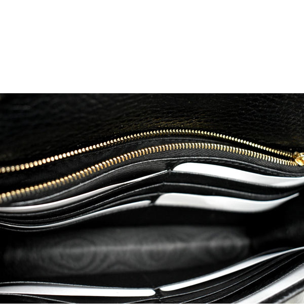 GUCCI GG Interlocking Pebbled Leather Crossbody Bag Black 615523