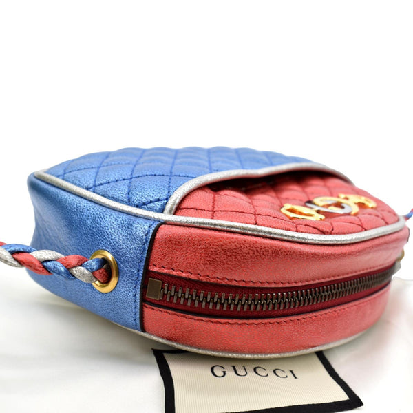 GUCCI Trapuntata Mini Zumi Dome Laminated Nappa Leather Crossbody Bag Red/Blue 534951