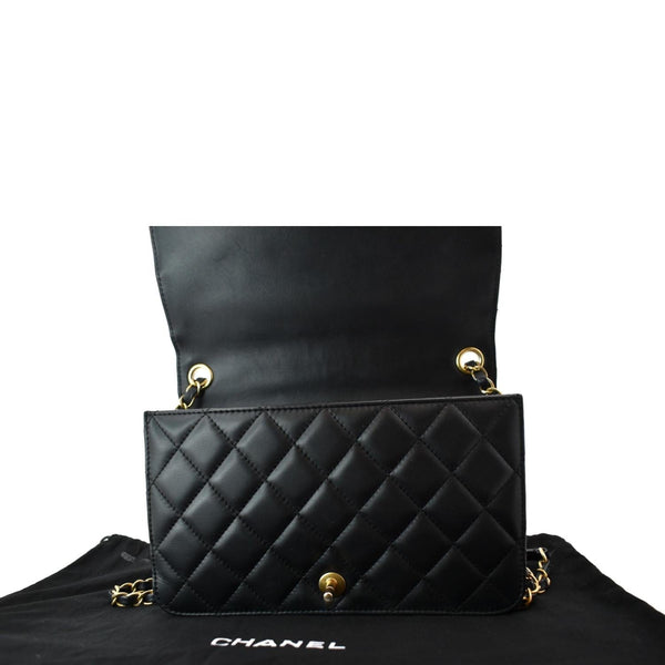 Chanel CC Side Chain Full Flap Leather Shoulder Bag Black