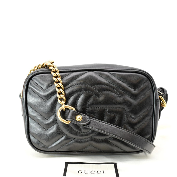 GUCCI GG Marmont Matelasse Mini Leather Crossbody Bag Black 448065