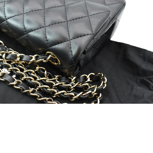 CHANEL Mini Rectangular Flap Quilted Lambskin Leather Shoulder Bag Black