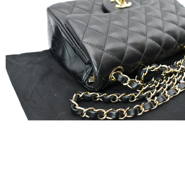 CHANEL Mini Rectangular Flap Quilted Lambskin Leather Shoulder Bag Black