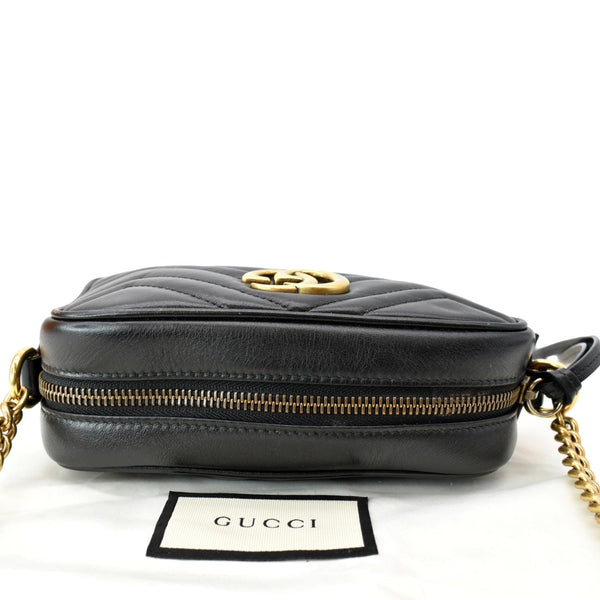 GUCCI GG Marmont Matelasse Mini Leather Crossbody Bag Black 448065