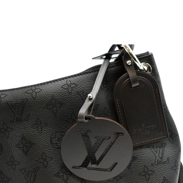 LOUIS VUITTON Beaubourg Mahina MM Leather Hobo Shoulder Bag Black