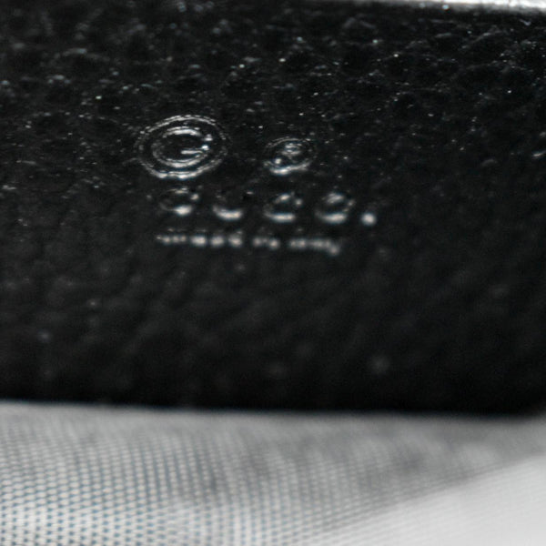 GUCCI GG Interlocking Pebbled Leather Crossbody Bag Black 615523