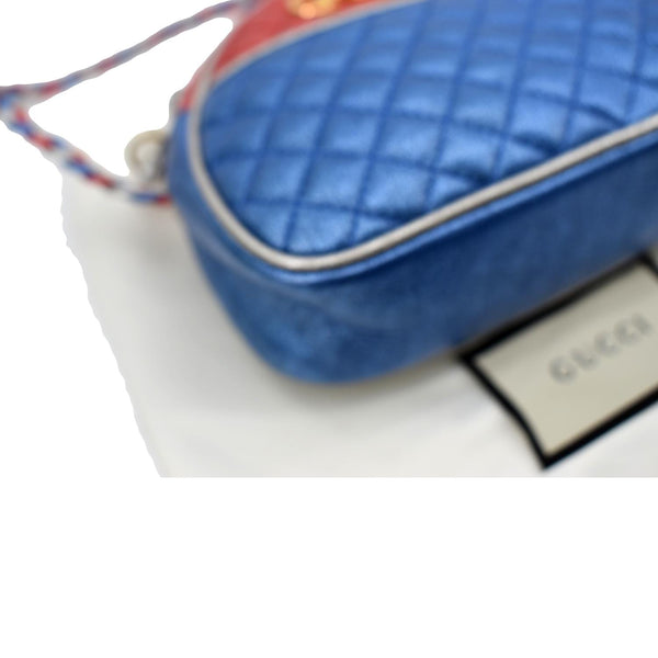 GUCCI Trapuntata Mini Zumi Dome Laminated Nappa Leather Crossbody Bag Red/Blue 534951