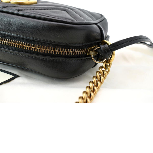 GUCCI GG Marmont Matelasse Mini Leather Crossbody Bag Black 448065
