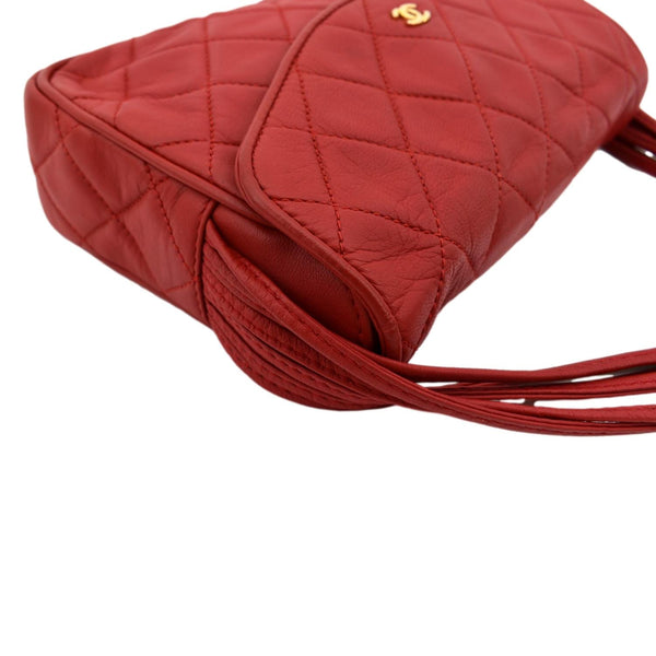 Chanel Vintage Flap Lambskin Leather Shoulder Bag Red - Top Right