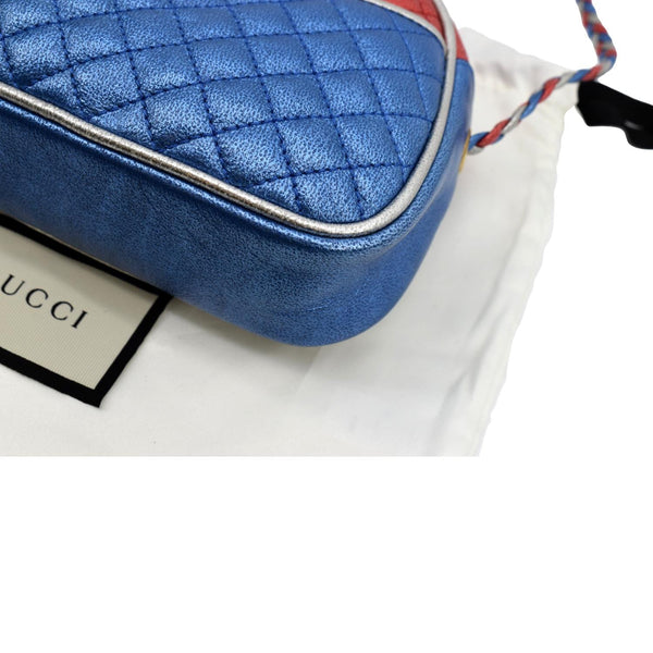 GUCCI Trapuntata Mini Zumi Dome Laminated Nappa Leather Crossbody Bag Red/Blue 534951