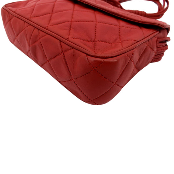 Chanel Vintage Flap Lambskin Leather Shoulder Bag Red - Bottom Right