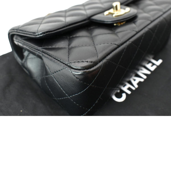 CHANEL Mini Rectangular Flap Quilted Lambskin Leather Shoulder Bag Black