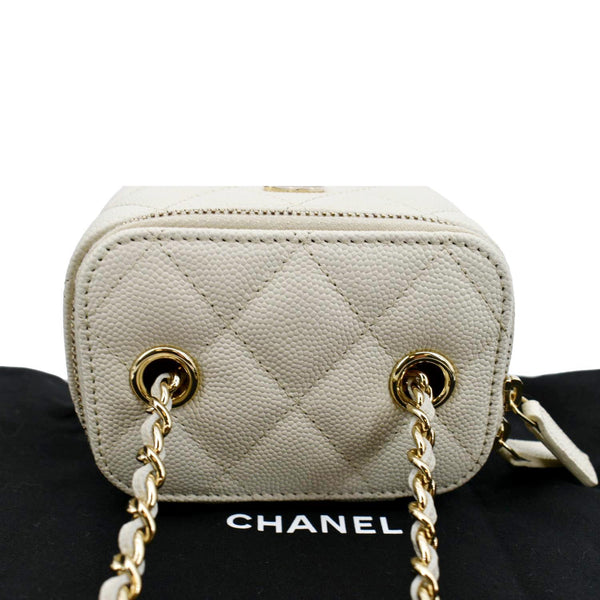CHANEL Vanity Case Quilted Leather Crossbody Bag White