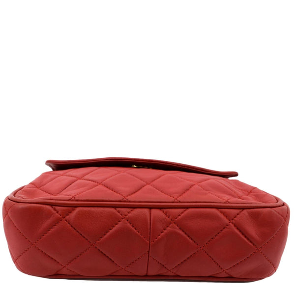 Chanel Vintage Flap Lambskin Leather Shoulder Bag Red - Bottom