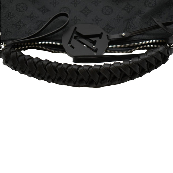 LOUIS VUITTON Beaubourg Mahina MM Leather Hobo Shoulder Bag Black