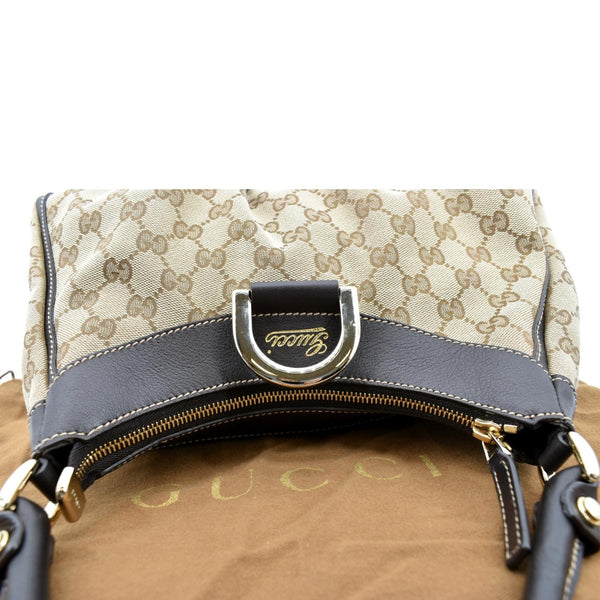 GUCCI D Ring Monogram Hobo Bag Brown 190525