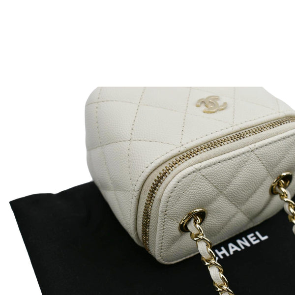 CHANEL Vanity Case Quilted Leather Crossbody Bag White