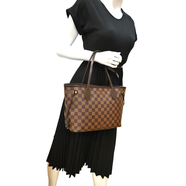LOUIS VUITTON Neverfull PM Damier Ebene Shoulder Bag Brown