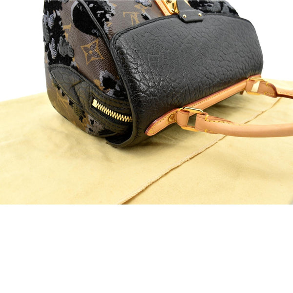 LOUIS VUITTON Fleur De Jais Carrousel Monogram Leather Satchel Bag Black