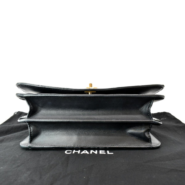 Chanel CC Side Chain Full Flap Leather Shoulder Bag Black