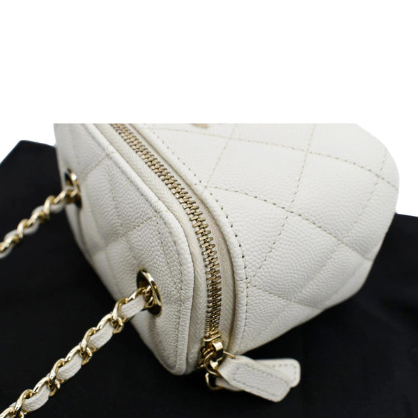 CHANEL Vanity Case Quilted Leather Crossbody Bag White