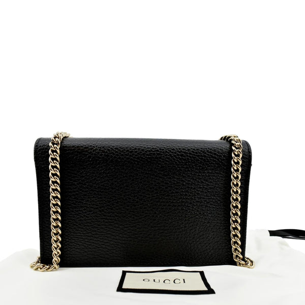 GUCCI GG Interlocking Pebbled Leather Crossbody Bag Black 615523