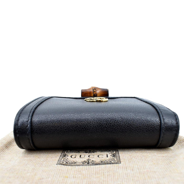 GUCCI Diana Small Bamboo Leather Card Case Wallet Black 658244