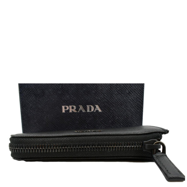 Prada Saffiano Leather Zip Pouch in Black Color - Top
