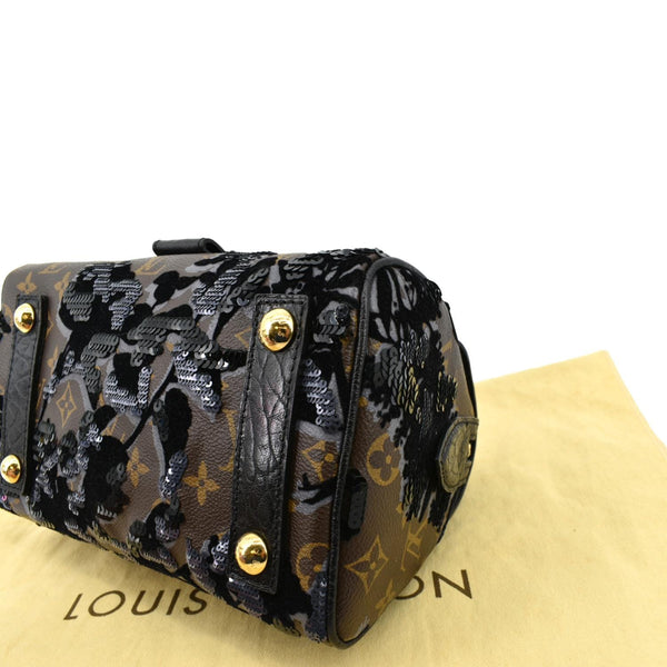 LOUIS VUITTON Fleur De Jais Carrousel Monogram Leather Satchel Bag Black