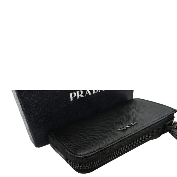 Prada Saffiano Leather Zip Pouch in Black Color - Top Right