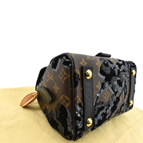 LOUIS VUITTON Fleur De Jais Carrousel Monogram Leather Satchel Bag Black