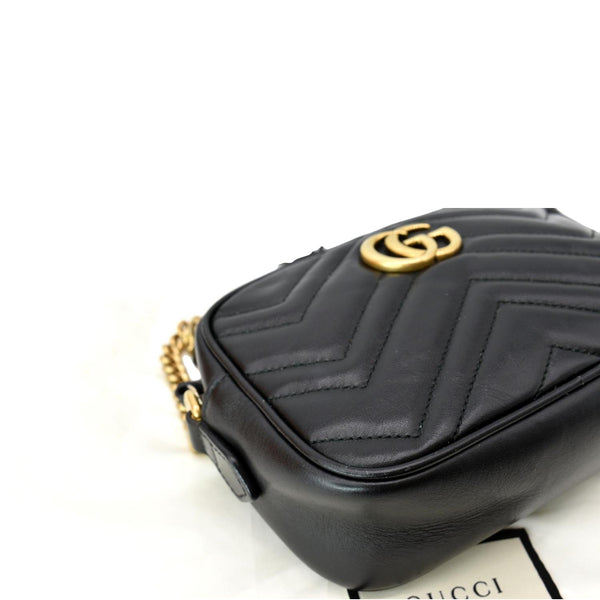 GUCCI GG Marmont Matelasse Mini Leather Crossbody Bag Black 448065