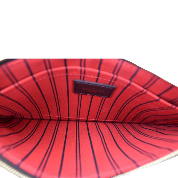 LOUIS VUITTON Neverfull Damier Ebene Pochette Wristlet Pouch Brown