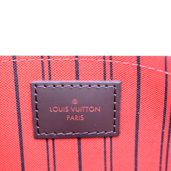LOUIS VUITTON Neverfull Damier Ebene Pochette Wristlet Pouch Brown