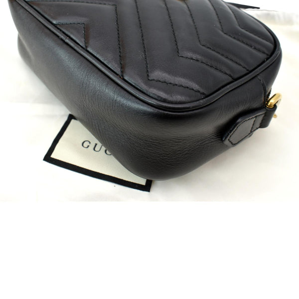 GUCCI GG Marmont Matelasse Mini Leather Crossbody Bag Black 448065