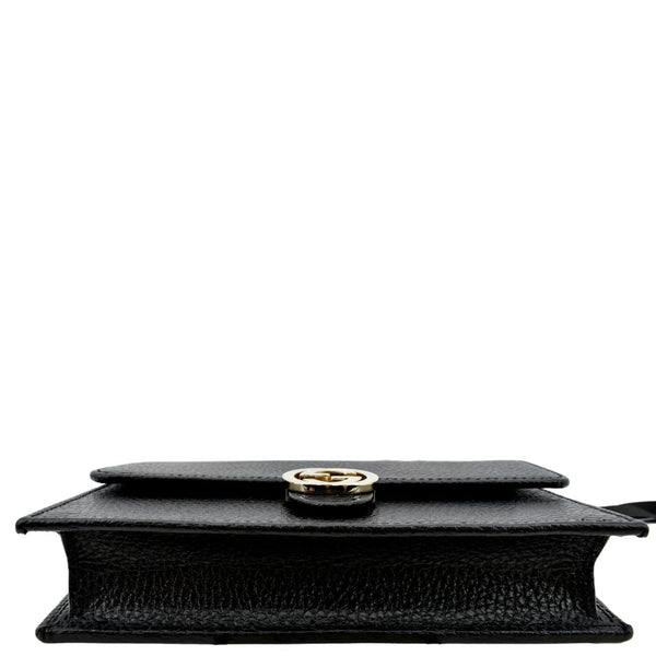 GUCCI GG Interlocking Pebbled Leather Crossbody Bag Black 615523
