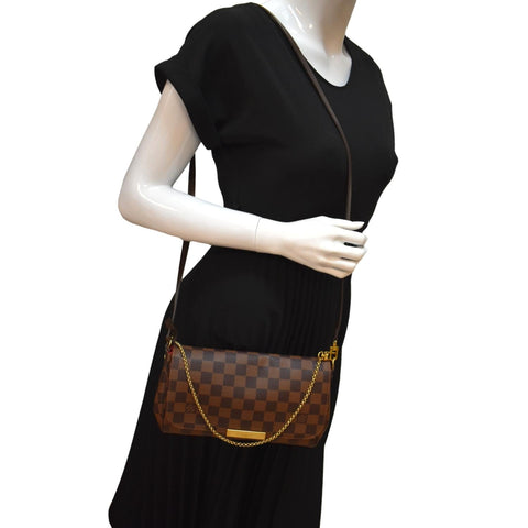 LOUIS VUITTON Favorite PM Damier Ebene Crossbody Bag Brown