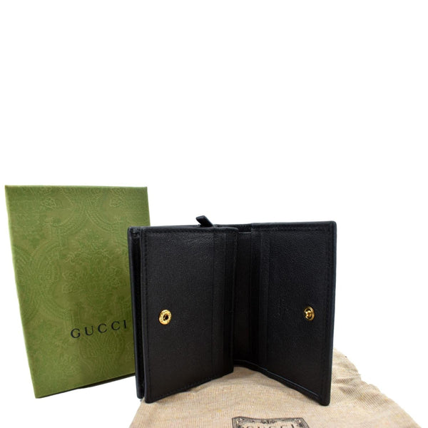 GUCCI Diana Small Bamboo Leather Card Case Wallet Black 658244