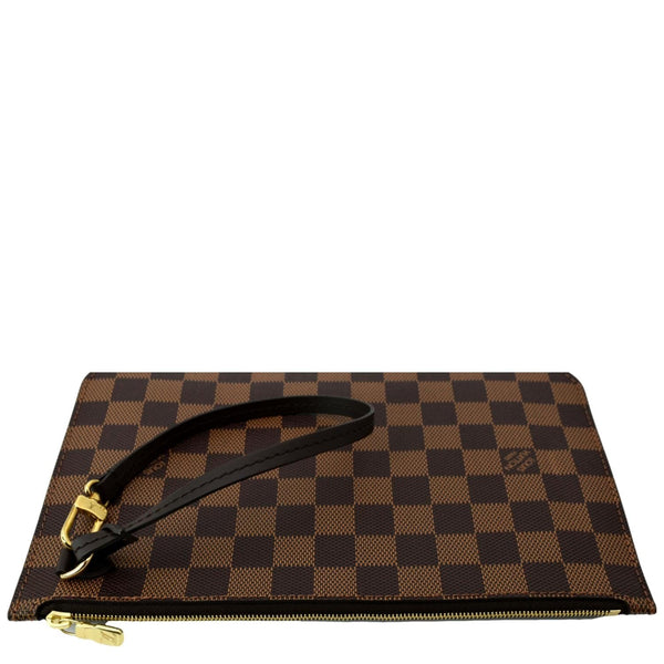 LOUIS VUITTON Neverfull Damier Ebene Pochette Wristlet Pouch Brown