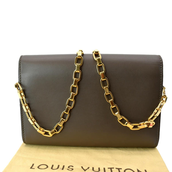 LOUIS VUITTON Louise Calfskin Leather Chain Shoulder Bag Taupe Brown