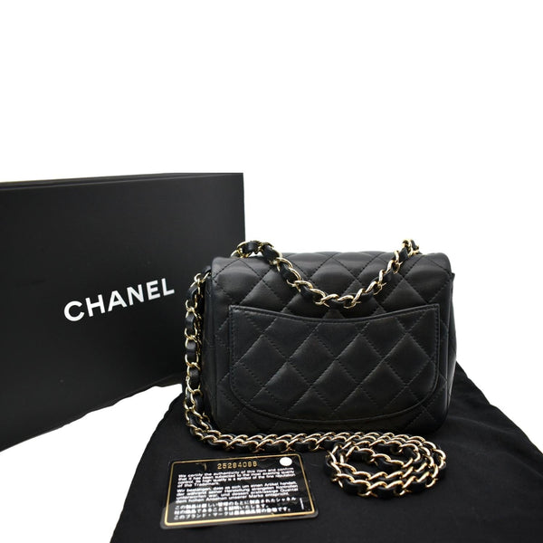 CHANEL Mini Square Flap Leather Shoulder Bag Black