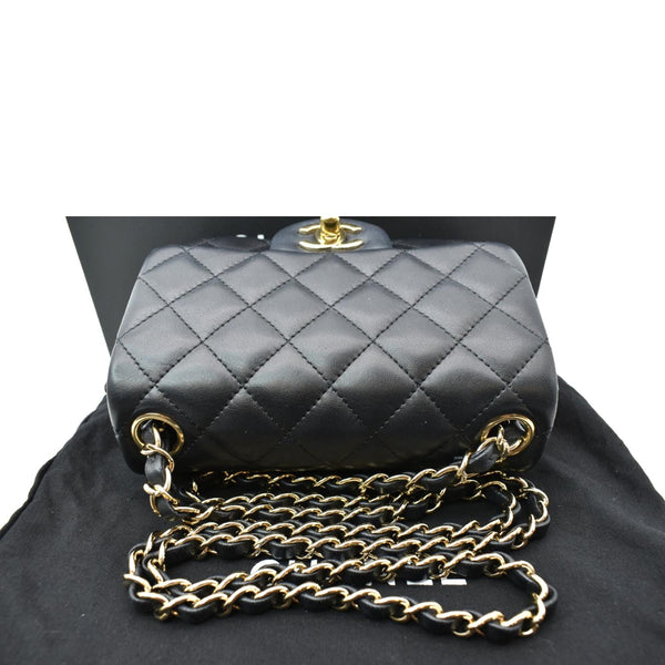 CHANEL Mini Square Flap Leather Shoulder Bag Black