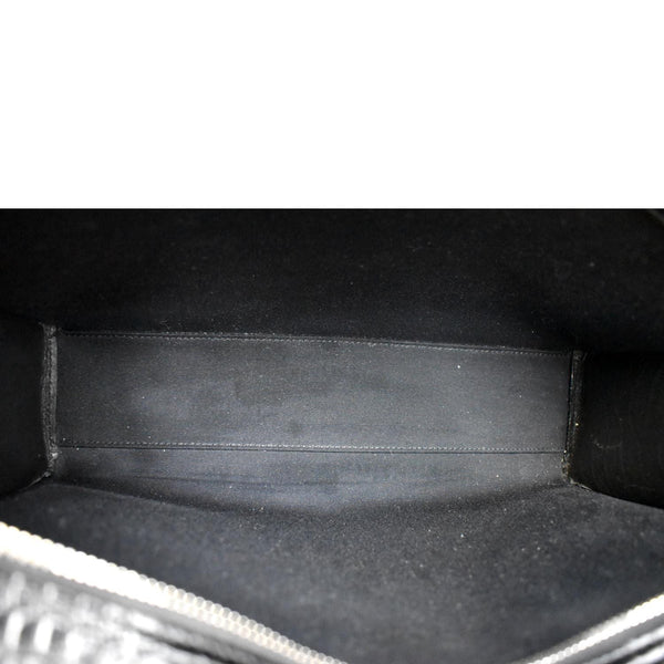 YVES SAINT LAURENT Uptown Crocodile Calfskin Embossed Tote Bag Black