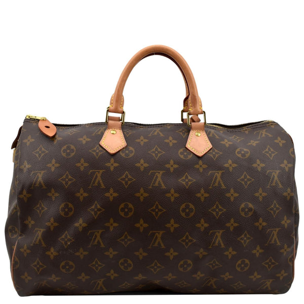 LOUIS VUITTON Speedy 40 Monogram Canvas Satchel Bag Brown